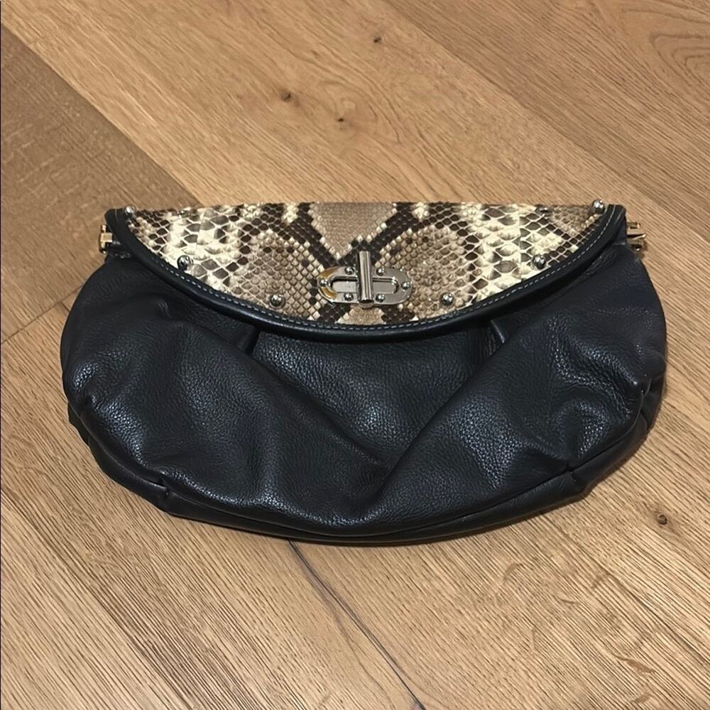 Vin Baker reptile skin black leather handbag Made in the USA